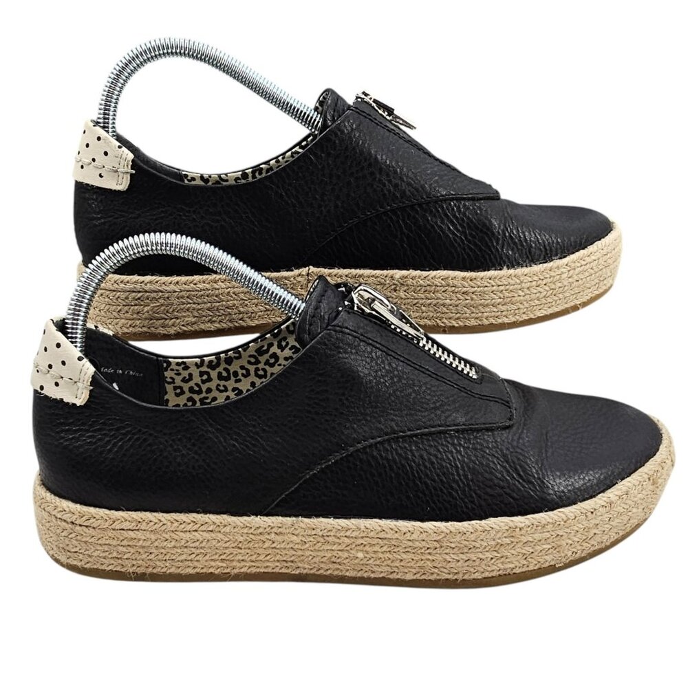 Dolce Vita Womens 9.5 Trae Leather Zipper Espadrille Sneakers Black